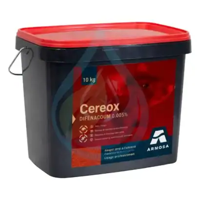 Seau de 10 kg de raticide professionnel C&eacute;r&eacute;ox Dip&eacute;nacoum.