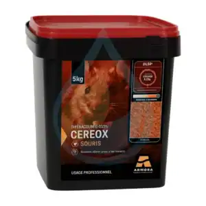 Raticide professionnel C&eacute;r&eacute;ox pour la lutte contre les rongeurs, 5 kg, solution efficace.