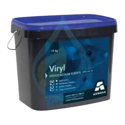 Raticide professionnel Viryl Brodifacoum 10 kg, r&eacute;sistant &agrave; l'humidit&eacute;, id&eacute;al pour la lutte contre l.