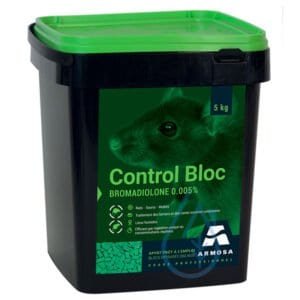 Boîte de contrôle pour rongeurs et mulots, bromadiolone 0.005%, 5 kg.