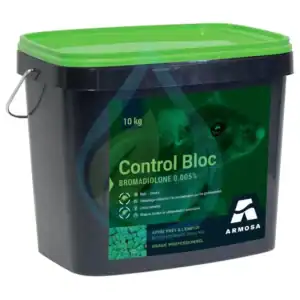 Rats avec bromadiolone, 10 kg, pour contr&ocirc;le professionnel des rongeurs.