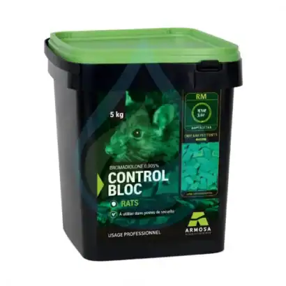 Bloc contr&ocirc;le rats avec bromadiolone 5 kg, efficace contre les rongeurs. Facile &agrave; utiliser dans les.