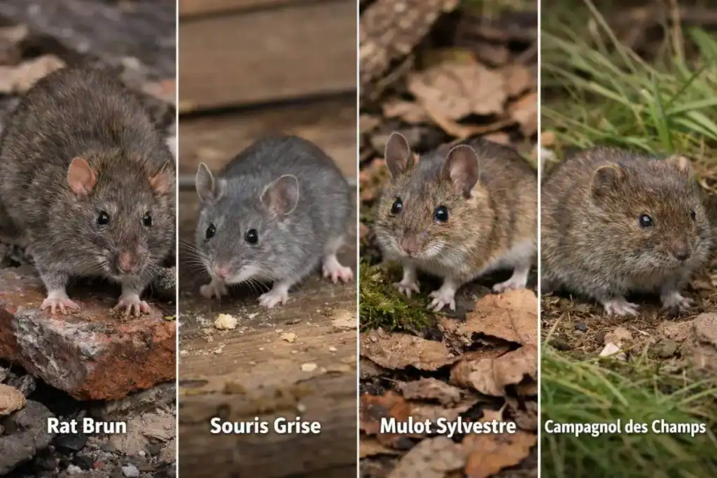 Rongeurs bruns, gris et sauvages dans leur habitat naturel.
