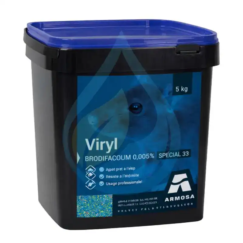 Raticide Viryl Brodifacoum 5 Kg - 3 céréales Viryl 5 Kg : raticide professionnel au 3 céréales avec Brodifacoum/