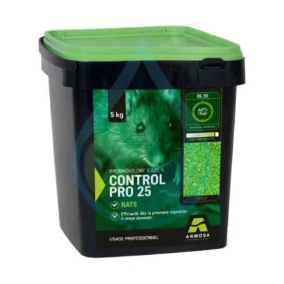 Seau de bl&eacute; entier au bromadiolone 50 PPM pour professionnels de la d&eacute;ratisation.