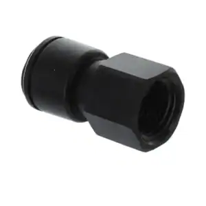 Raccord femelle 1/2 pouce pour tube de 15 mm, raccord rapide en plastique noir.