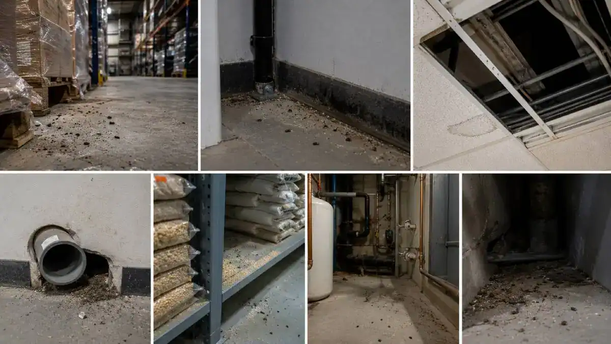 Indices d'infestation de souris et rats dans un b&acirc;timent professionnel